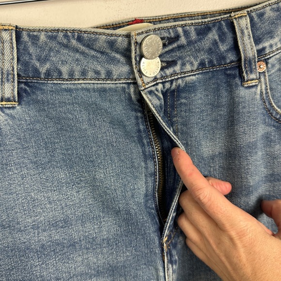 Alice Olivia Flare Denim Skirt Womens Size 12 Nala Godet Maxi Floor Length Avery - Picture 10 of 16